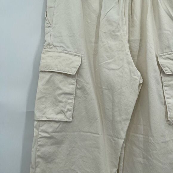 Les Tien Ivory Zip Up Flared High-Rise Straight Leg Cargo Pants Size Small - Picture 6 of 9